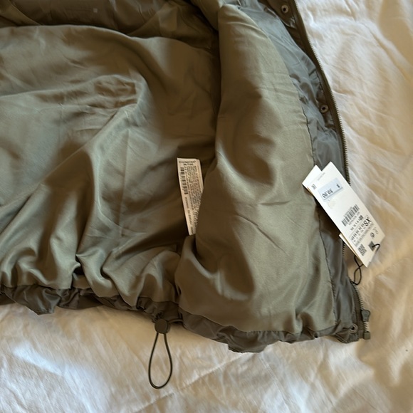 ZARA WATER REPELLENT PUFFER VEST KHAKI TAUPE BROWN JACKET COAT 8372/764/505 - Picture 14 of 14